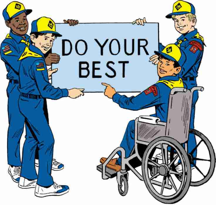 Cubs with "Do Your Best" sign